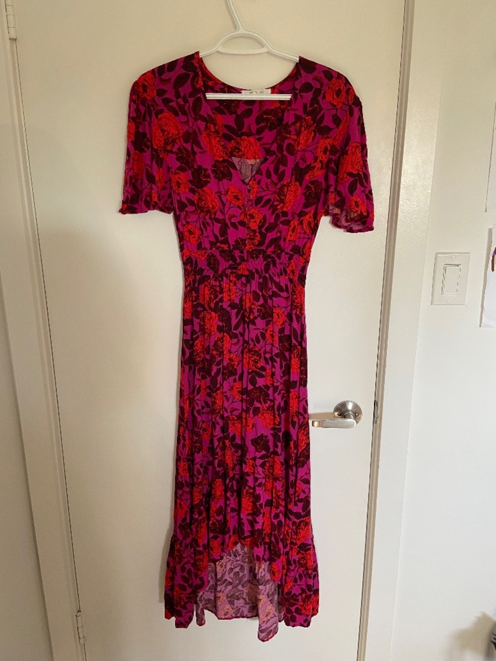 Abel the Label Pink and Red Floral Dress Size S